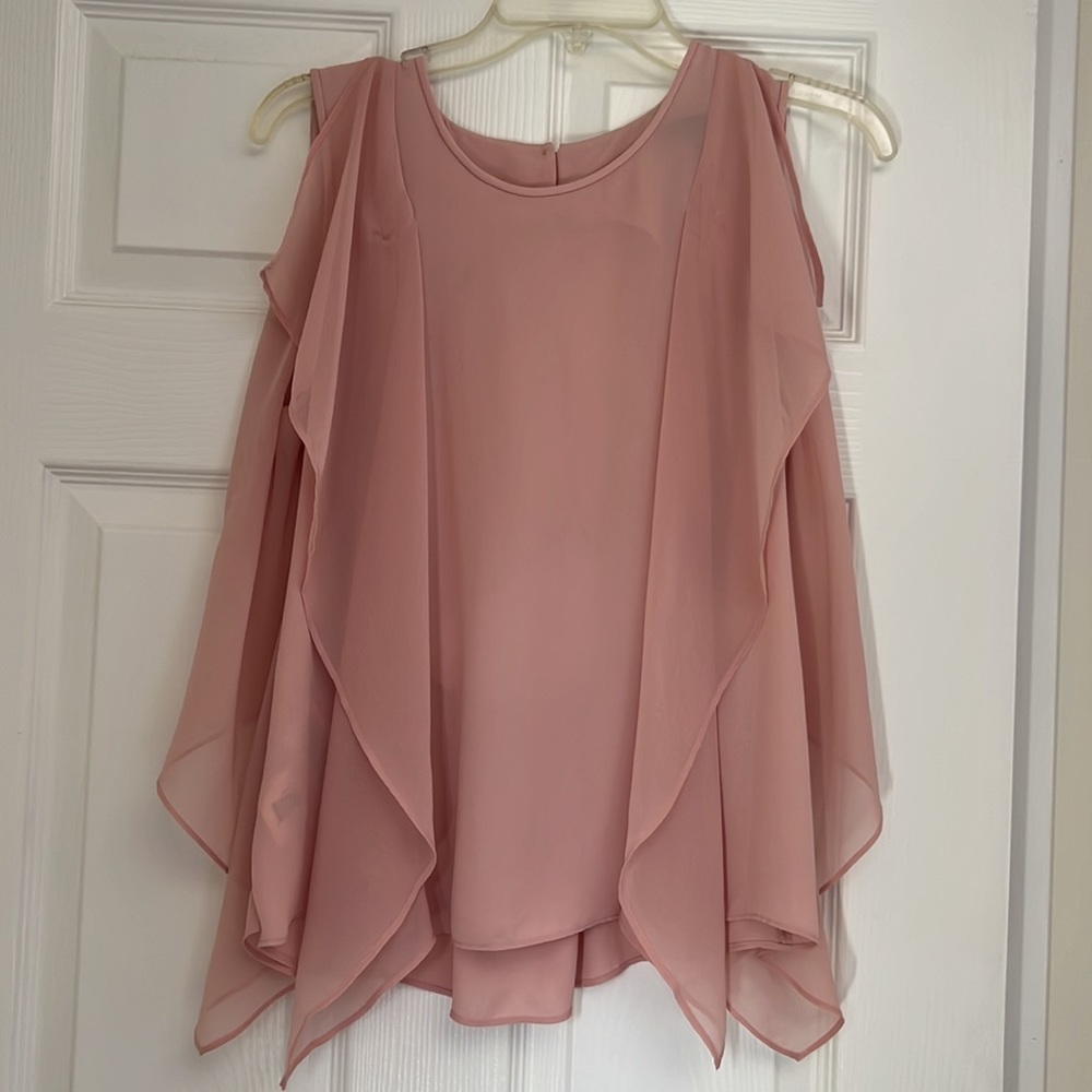 BCBGmaxazria Chiffon Pink Cut Out Back Top